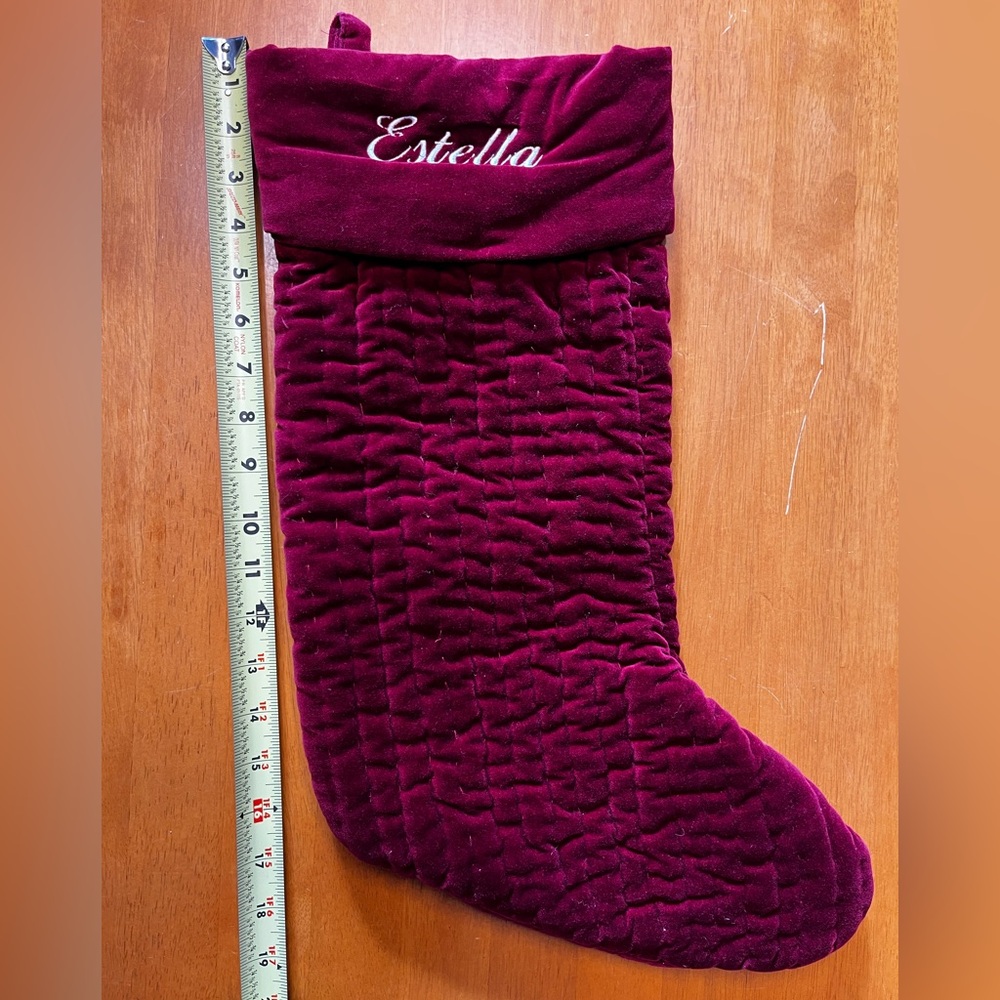 Pottery Barn Channel Quilted Velvet Stocking- Estella EUC
